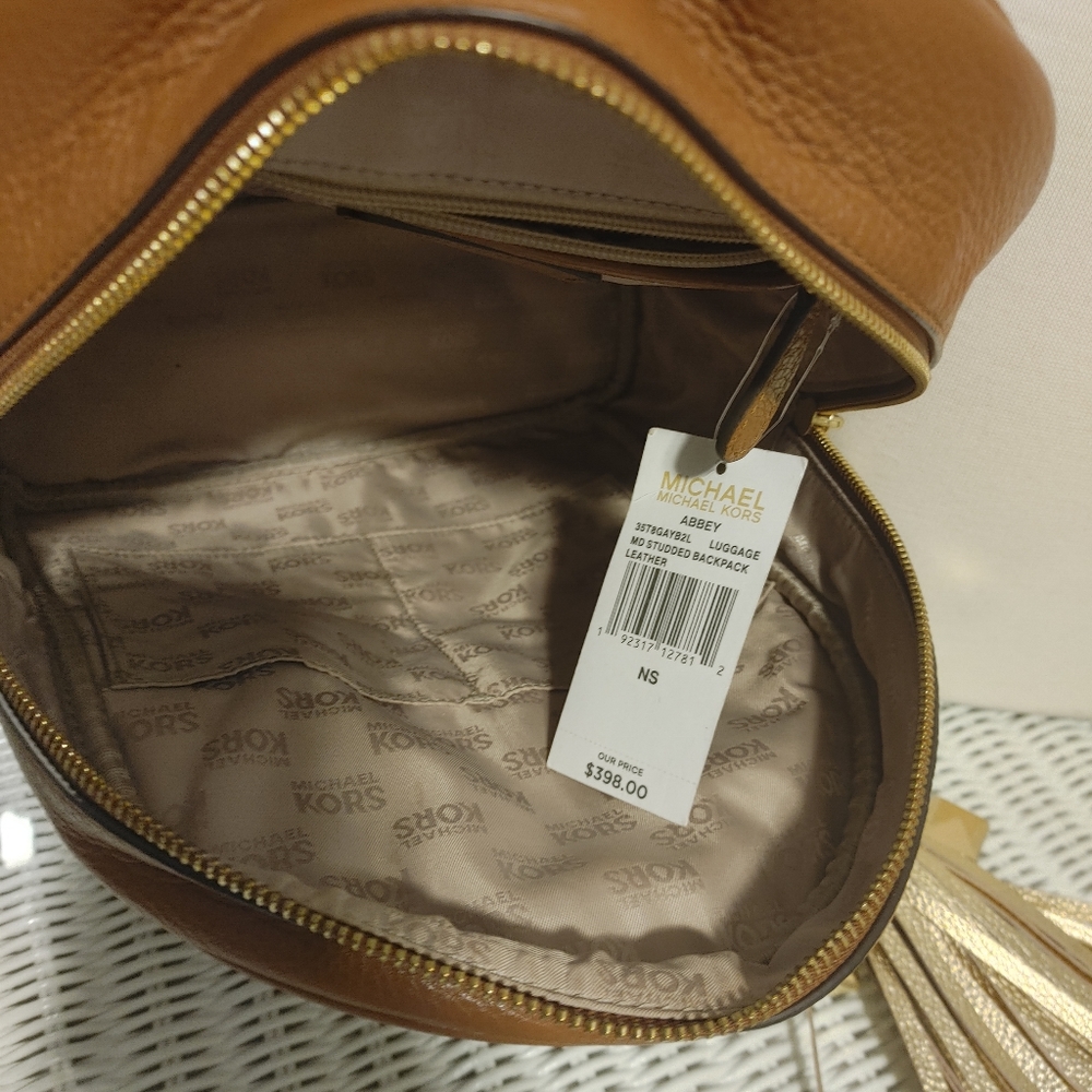 Michael Kors Abbey Studded Backpack w/keychain - Picture 3 of 9